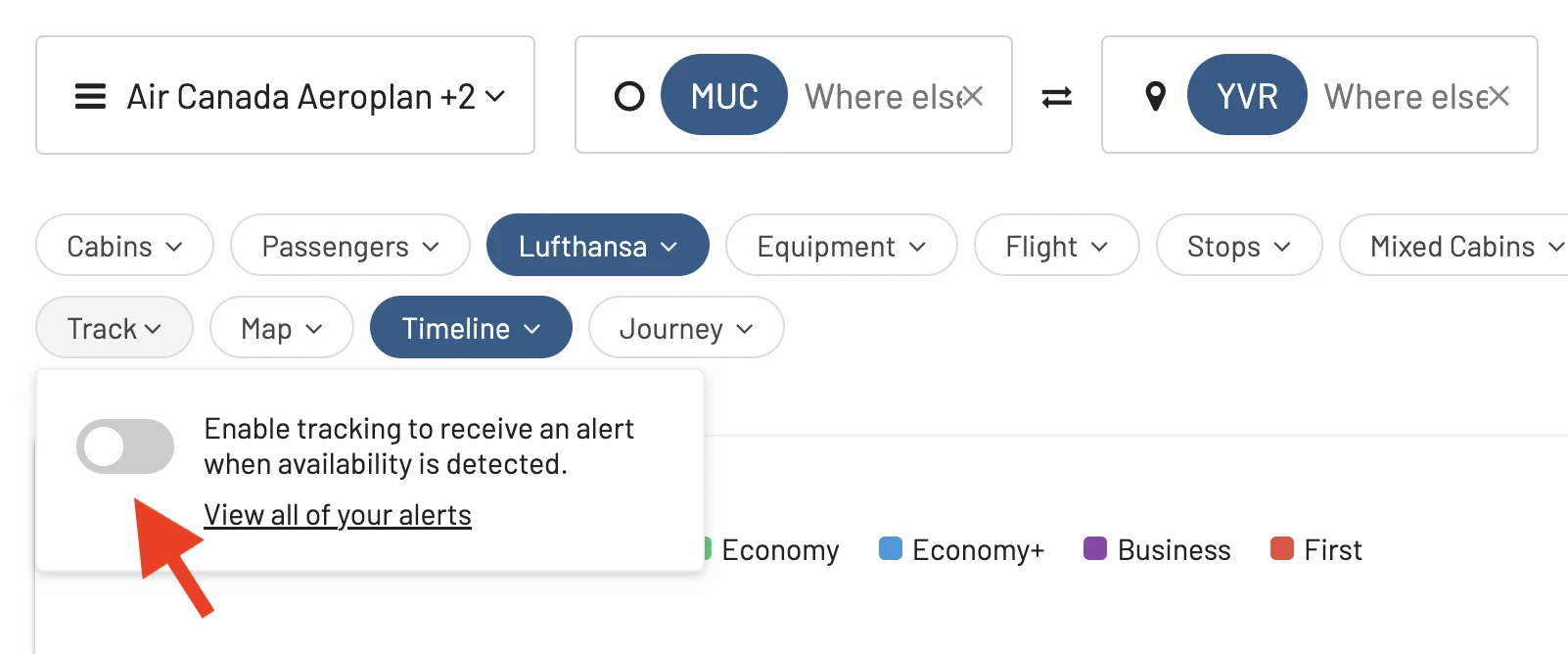 Find Lufthansa Allegris flights with points using AwardFares.