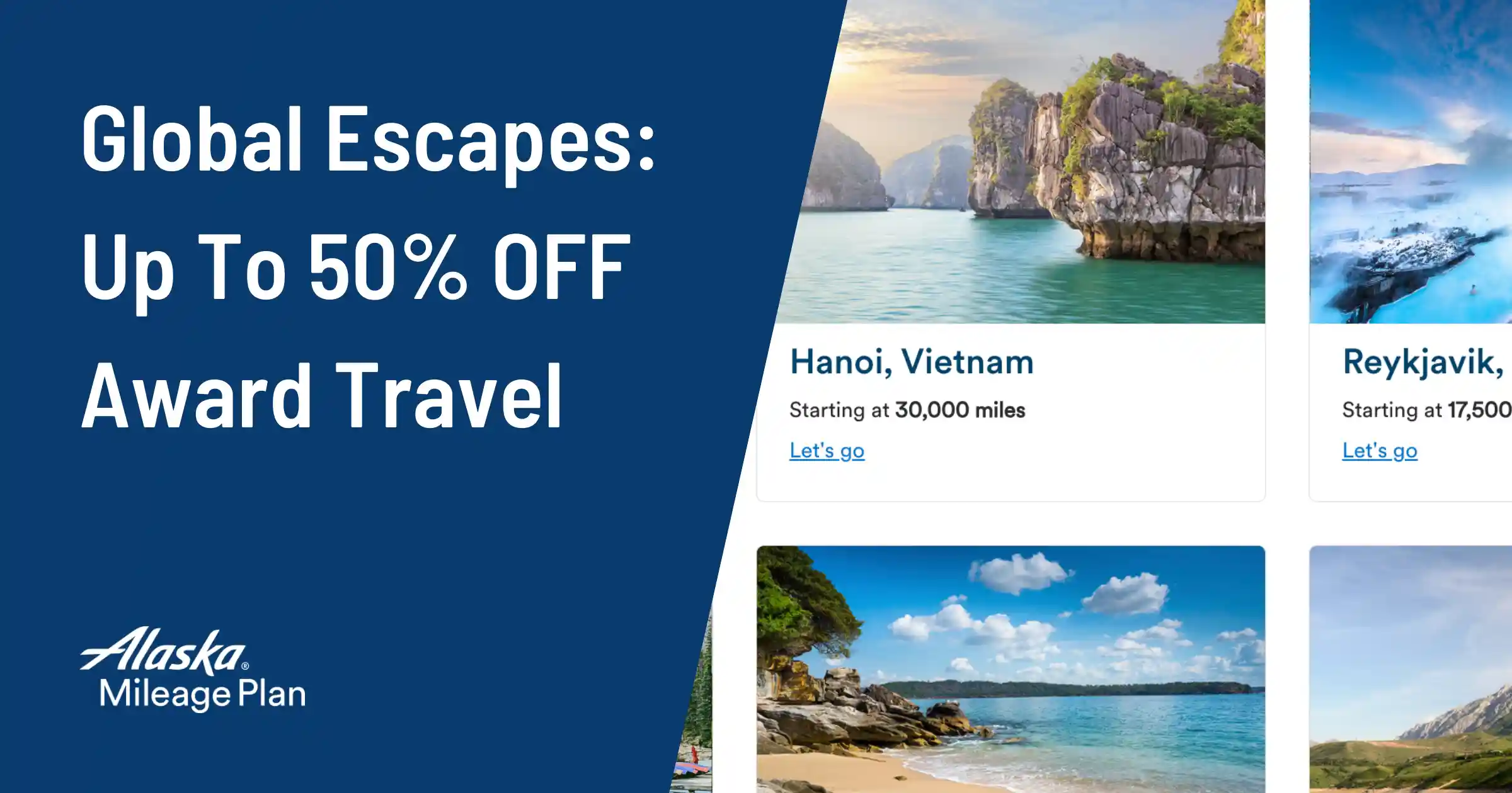 Cover image for Global Escapes: Save Up To 50% On Alaska Airlines Mileage Plan Award Flights