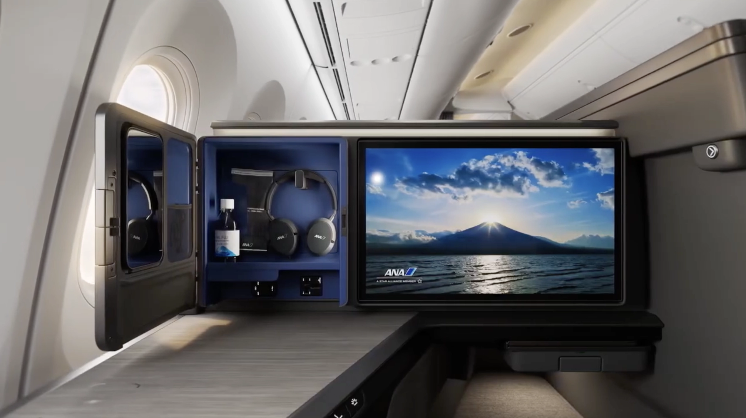 Interior view of ANA's new THE Room FX Business Class Cabin.