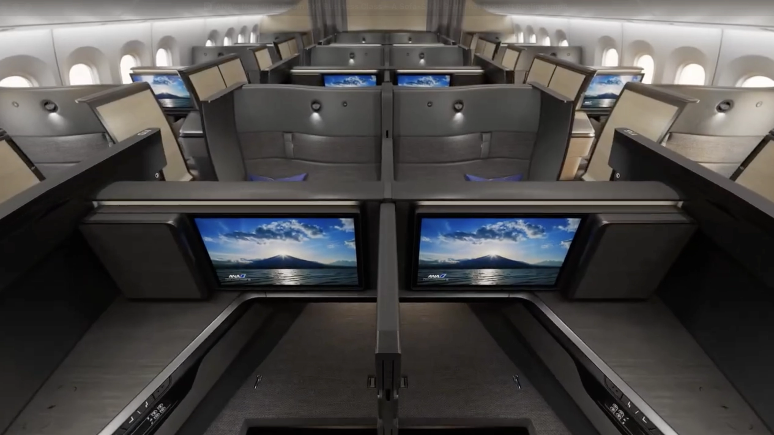 Interior view of ANA's new THE Room FX Business Class Cabin.