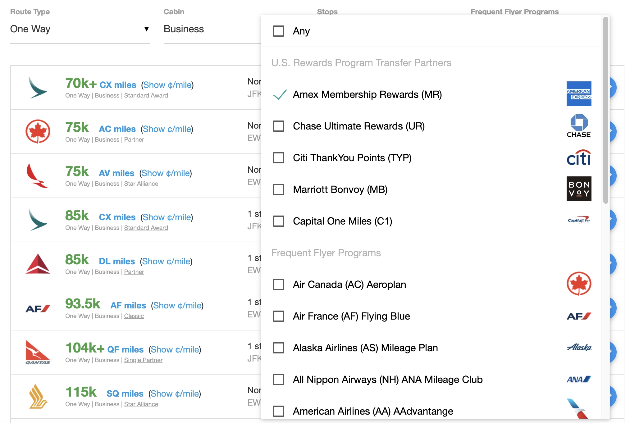 Use AwardHacker and AwardFares to make point transfer decisions from credit cards to frequent flyer programs.