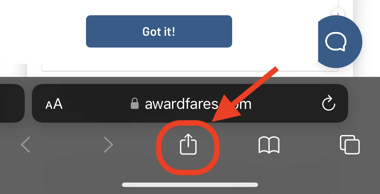 Install AwardFares on iPhone (Step 2).