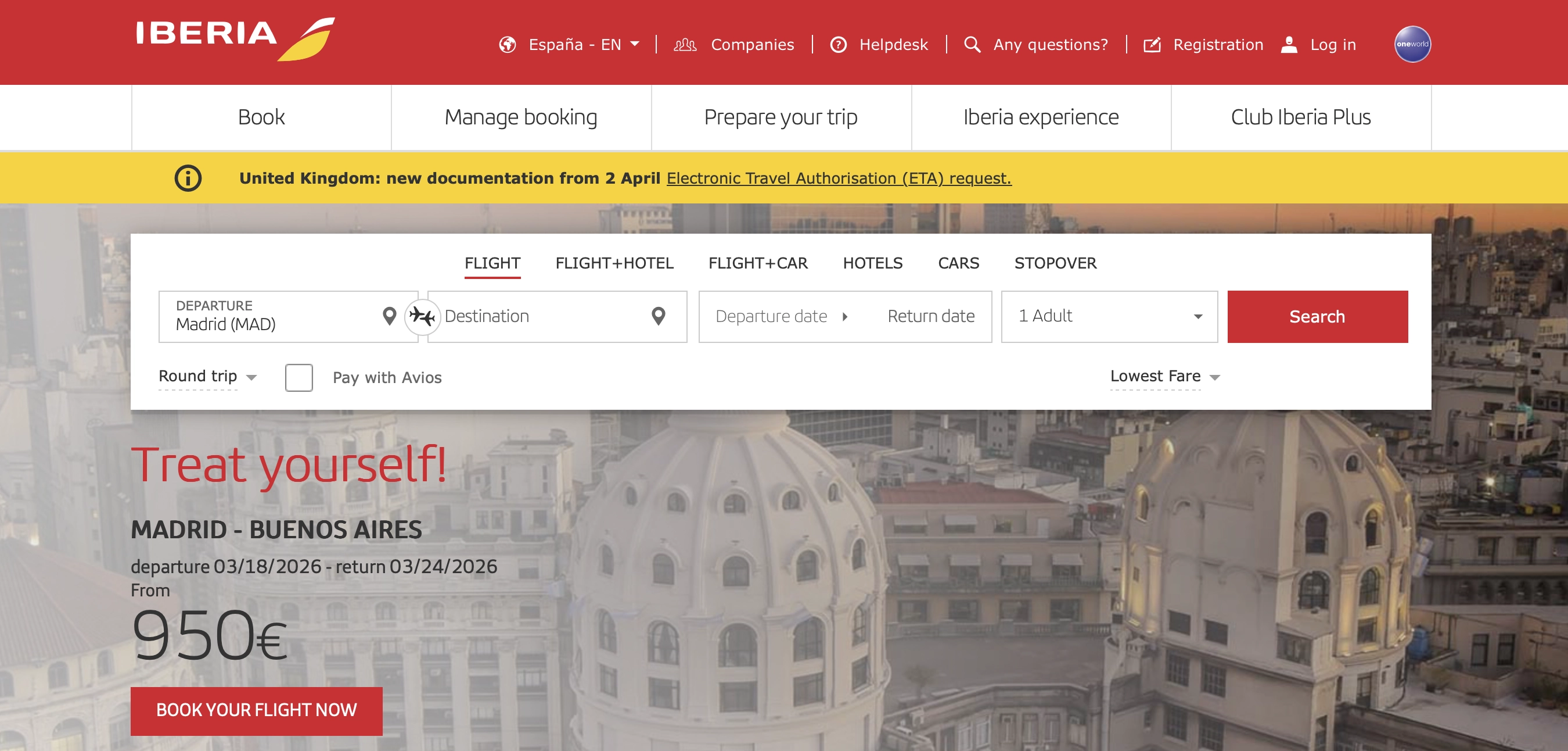 Iberia Homepage.