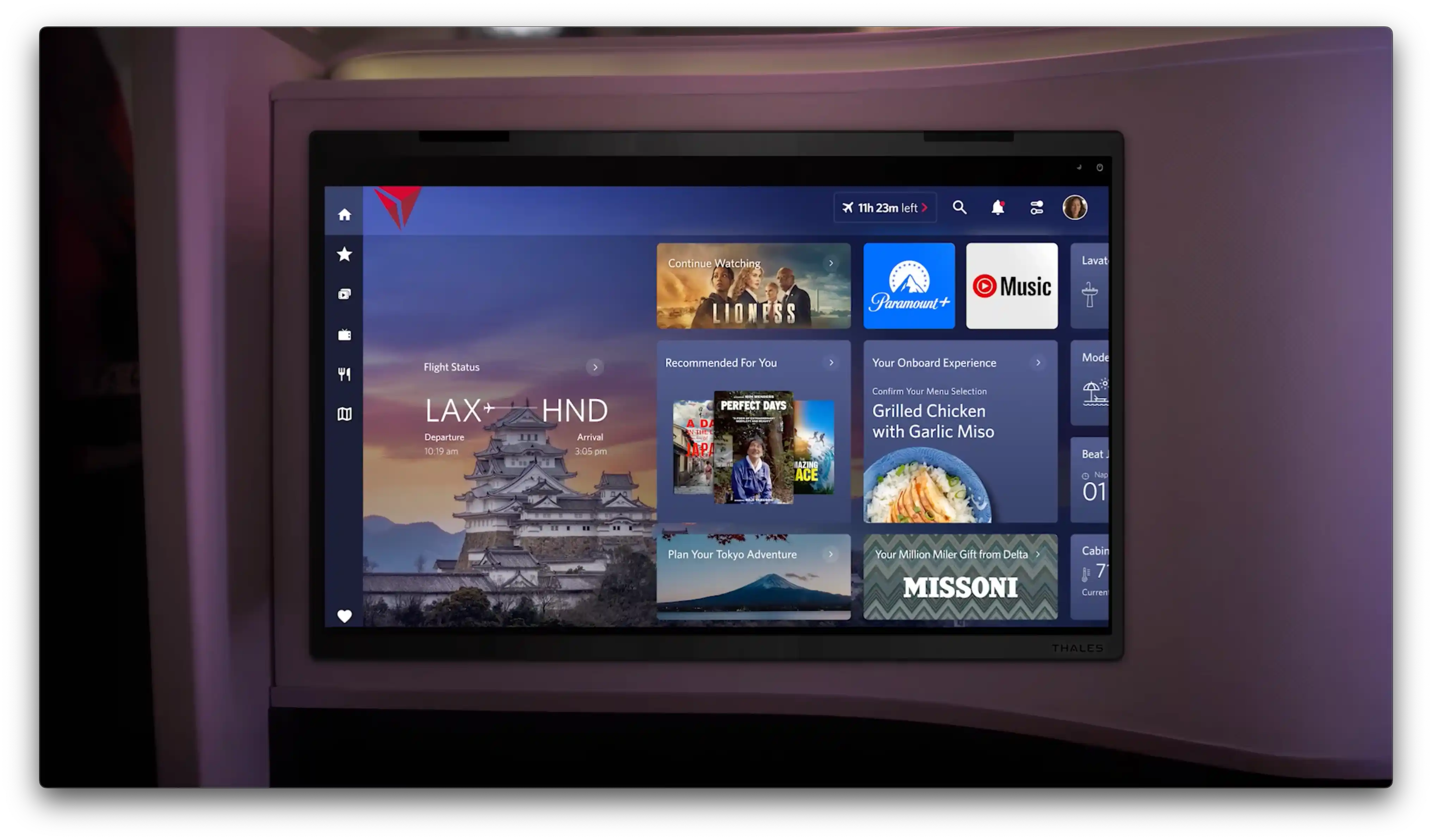 Delta's New IFE with Ad-free YouTube and Bluetooh.