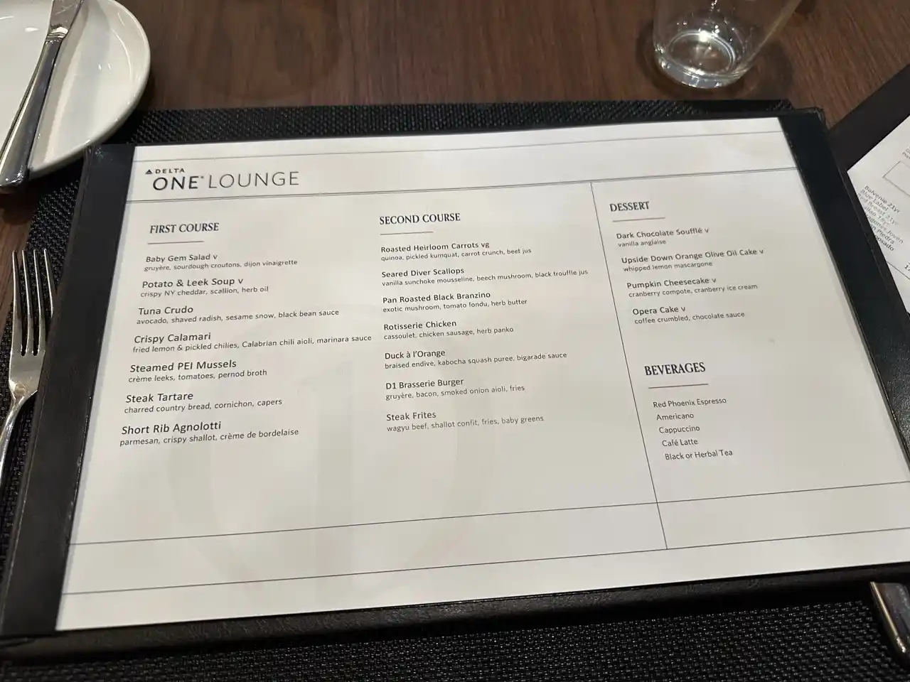 Delta One Lounge JFK: A la carte Restaurant Menu (all included)