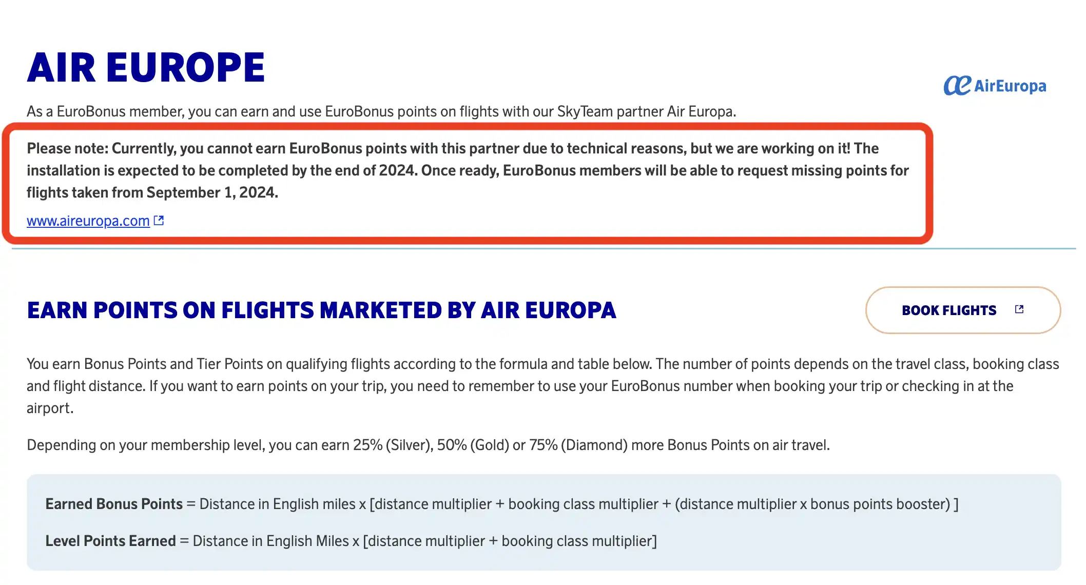 Claim EuroBonus points for flights with Air Europa.