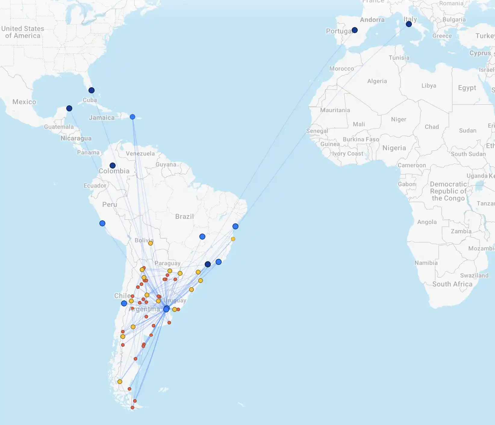 Aerolíneas Argentinas Network in 2025.