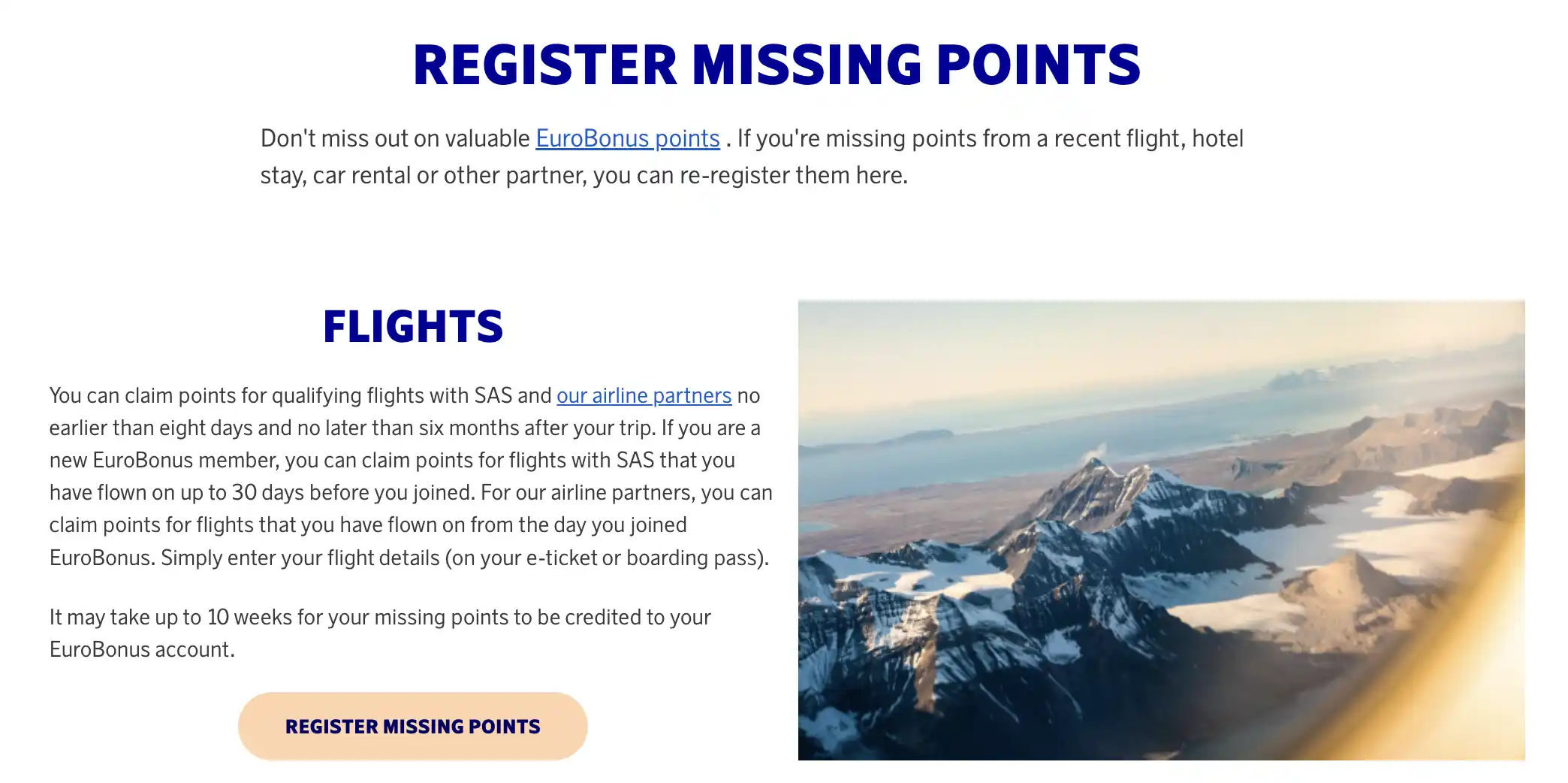 Claim EuroBonus points for flights with Aerolíneas Argentinas.