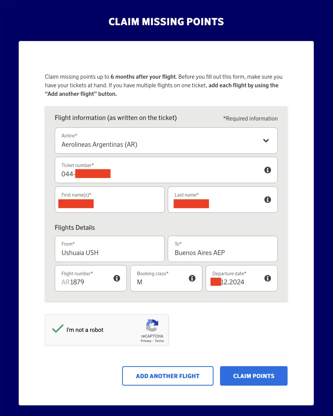 Claim EuroBonus points for flights with Aerolíneas Argentinas.