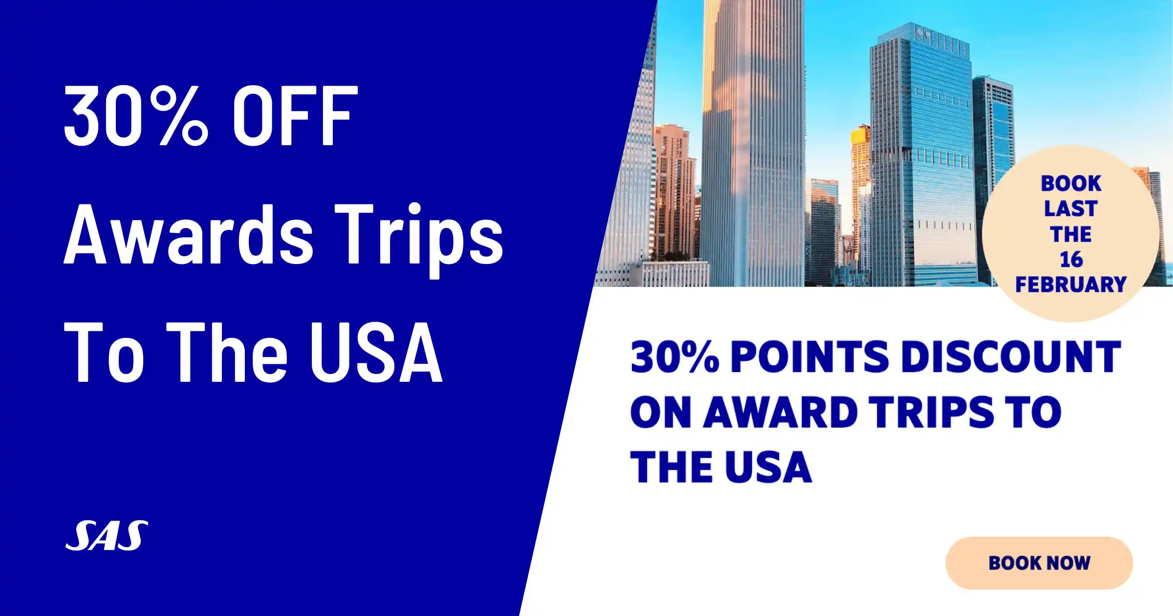 Cover image for SAS Points Discount: 30% OFF US-Scandinavia Flights (Book by Feb 16)