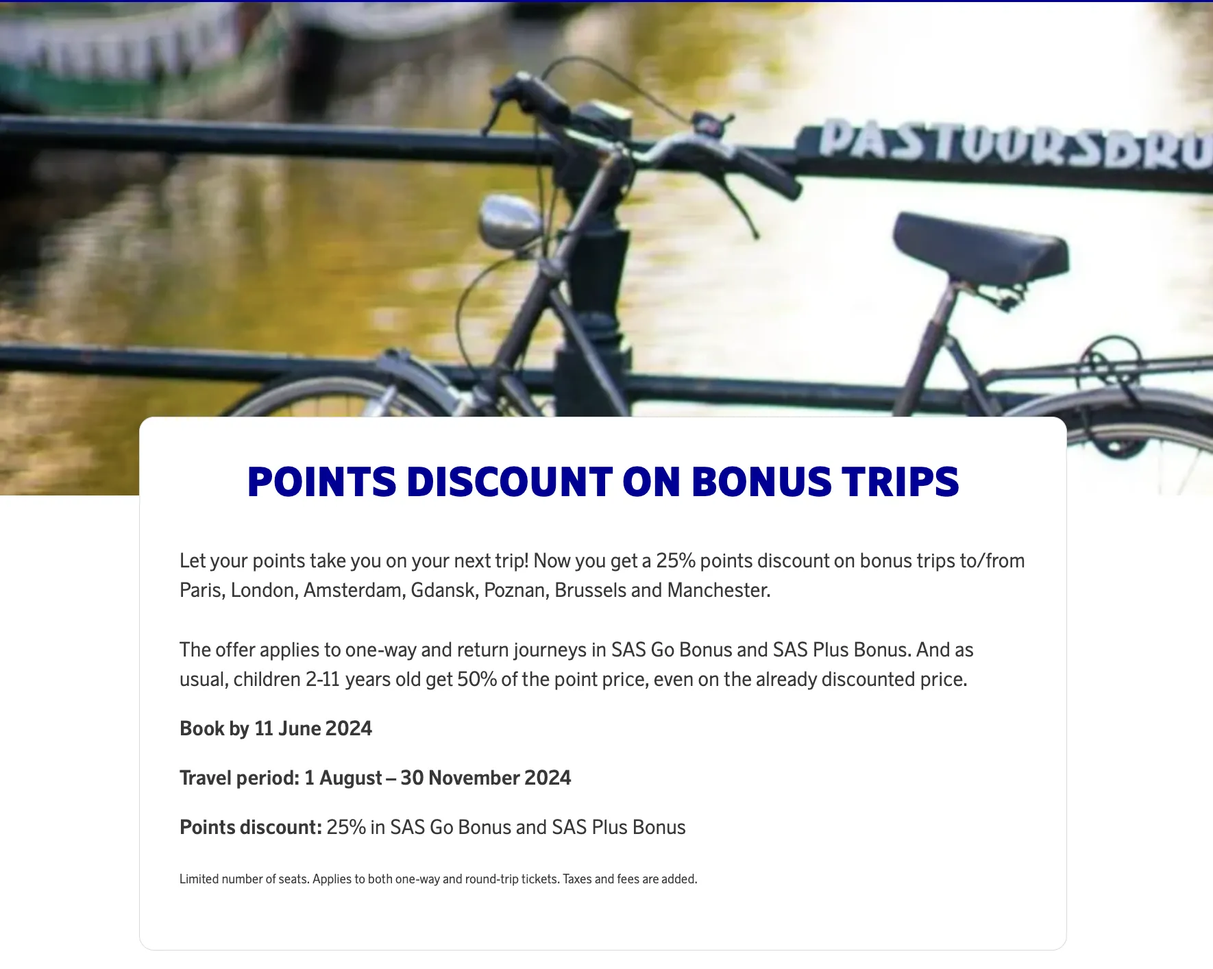 Get a 25% discount on SAS EuroBonus award trips until June 11th.