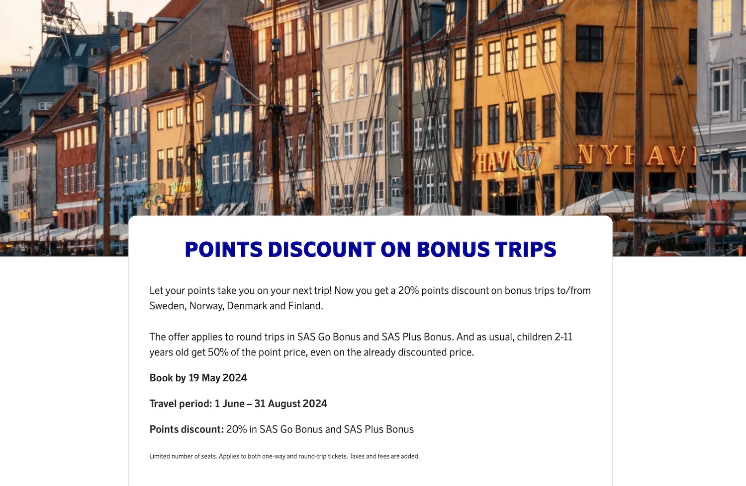 SAS offers 20% discount on bonus trips to Scandinavia (May 2024)