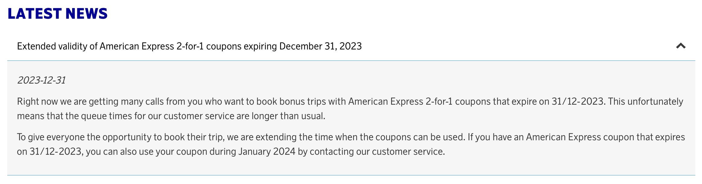 SAS extended the deadlines of the Amex 2-4-1 vouchers (companion tickets) until January 31st, 2024..