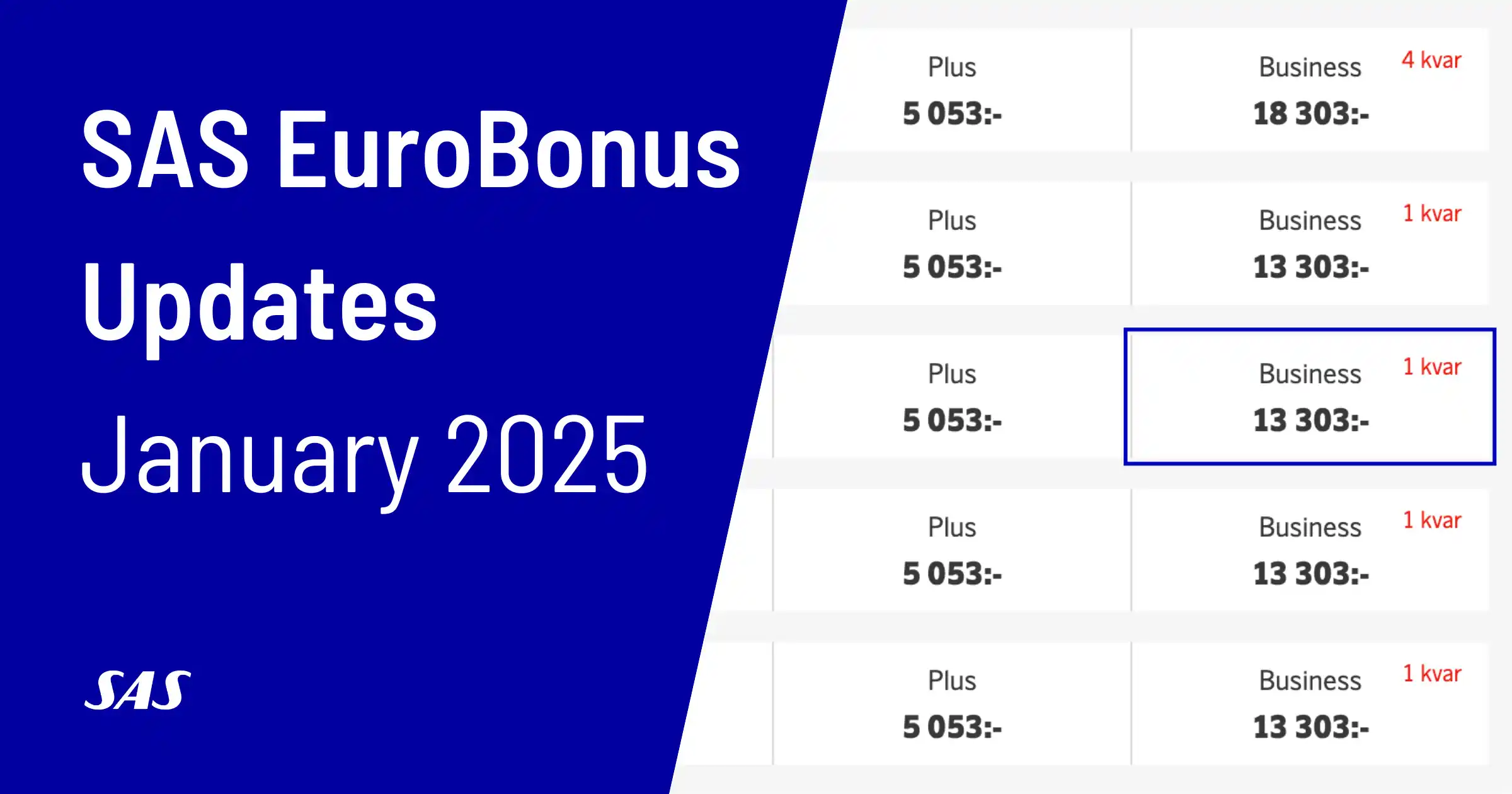 Cover image for Updates For SAS EuroBonus Members (January 2025)