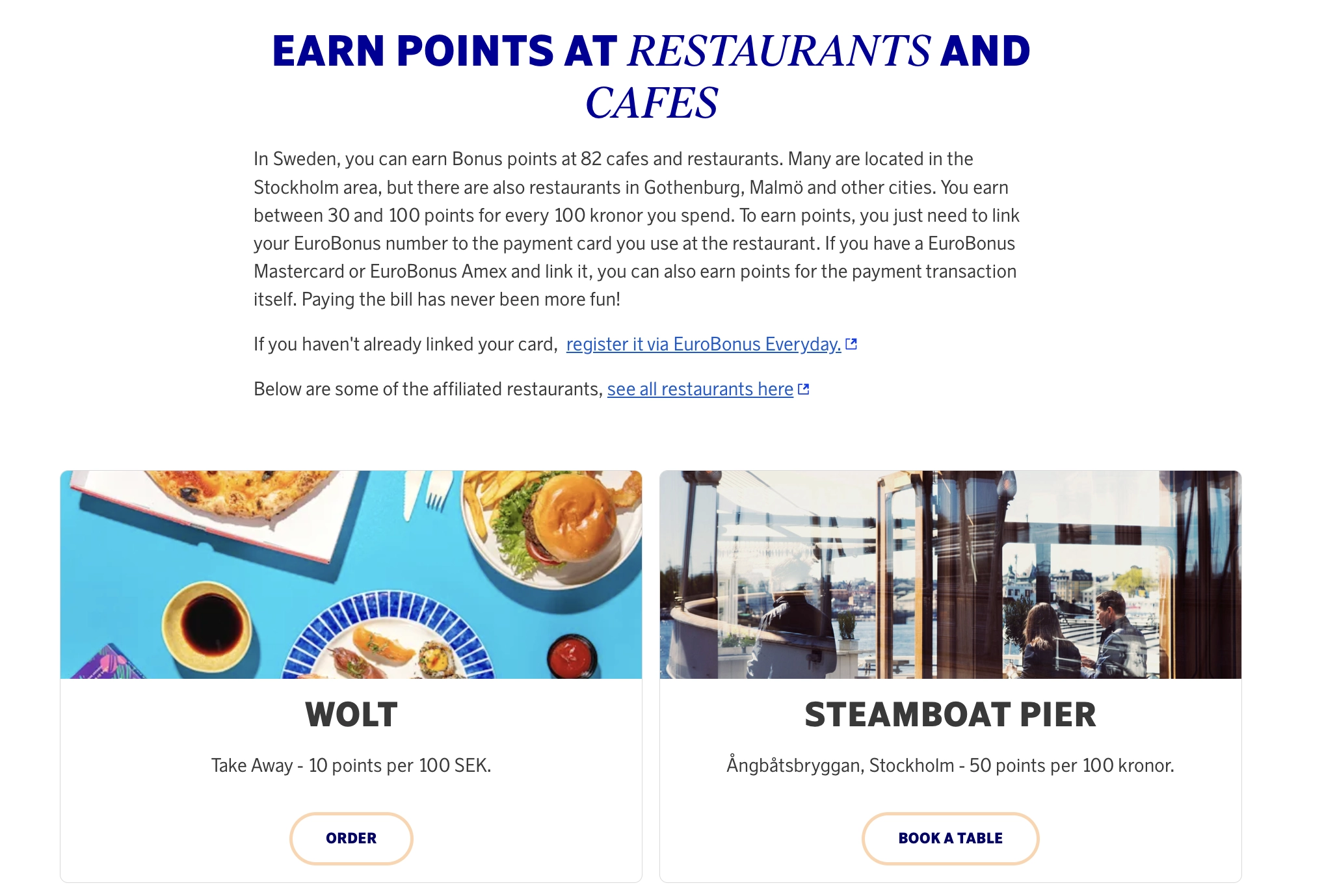 Earn points when Dining in Restaurants [🇸🇪].