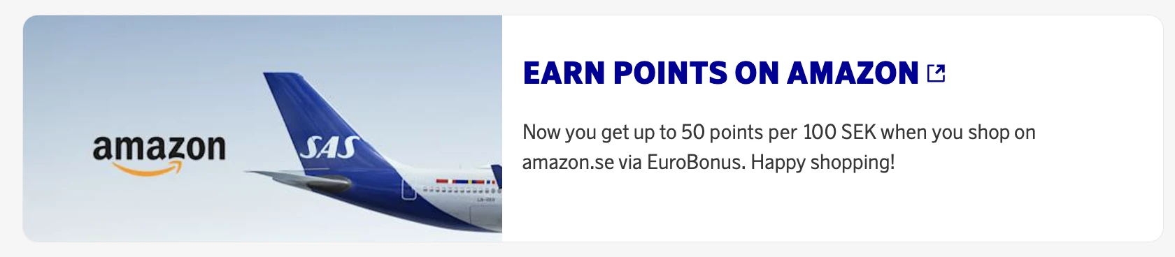 Earn EuroBonus points on Amazon Sweden