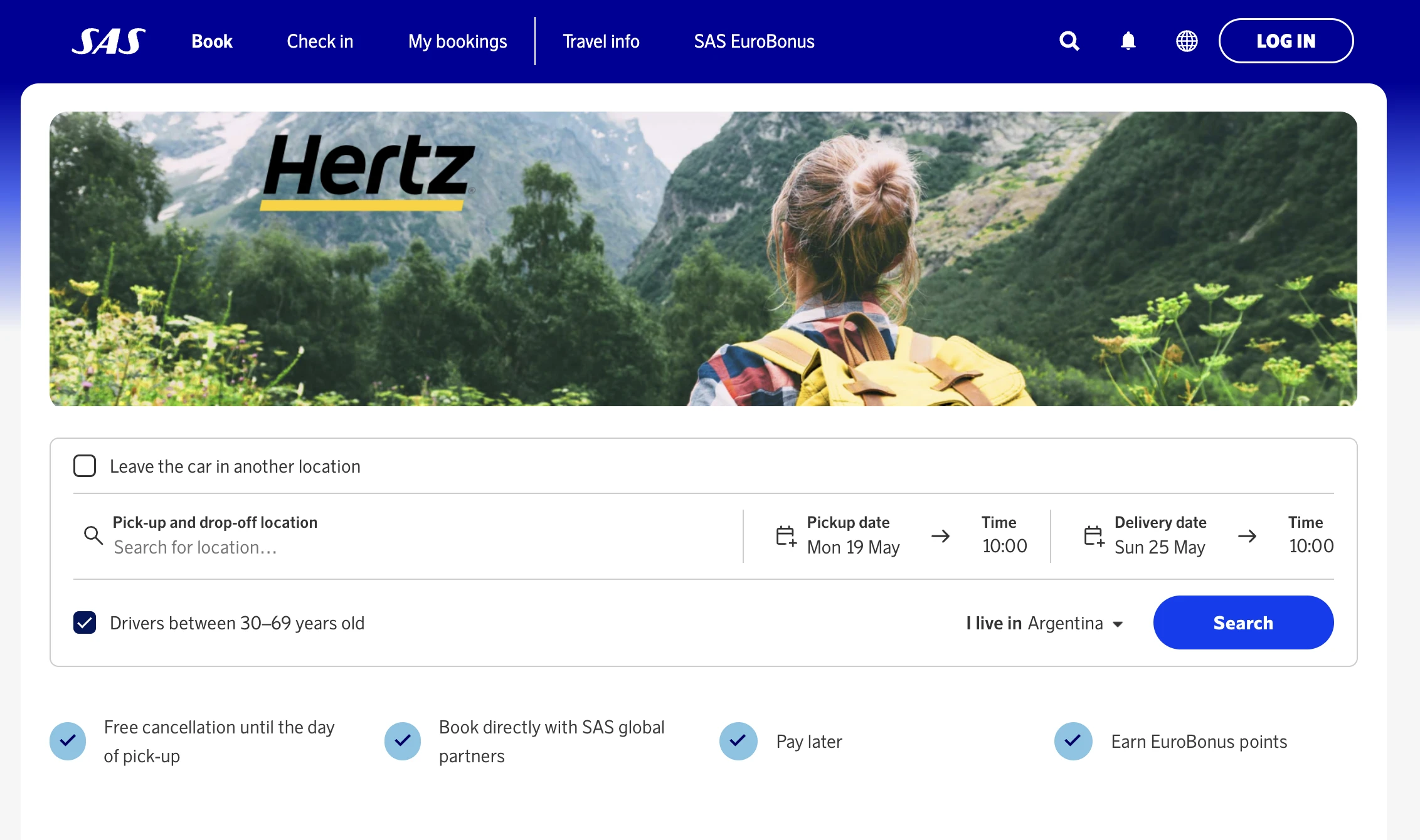 Get up to 5000 EuroBonus Points with Hertz in Spring and Summer 2025