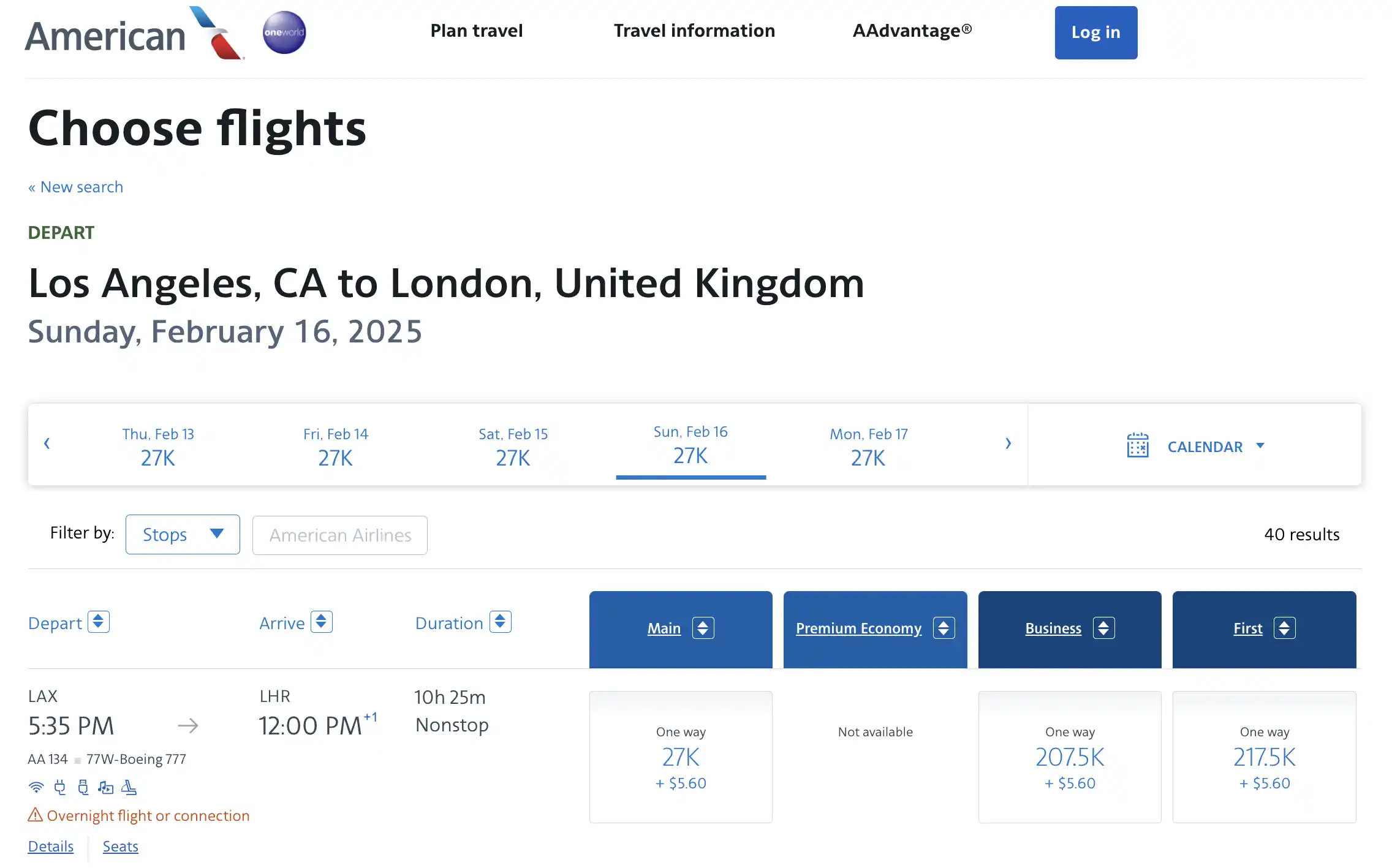 AwardFares redirects you to the airline's booking page to finalize your award flight booking