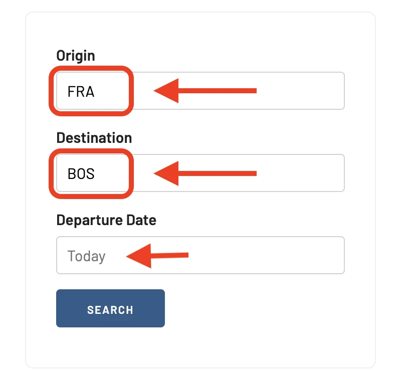 Search using the Flight Schedules Tool.