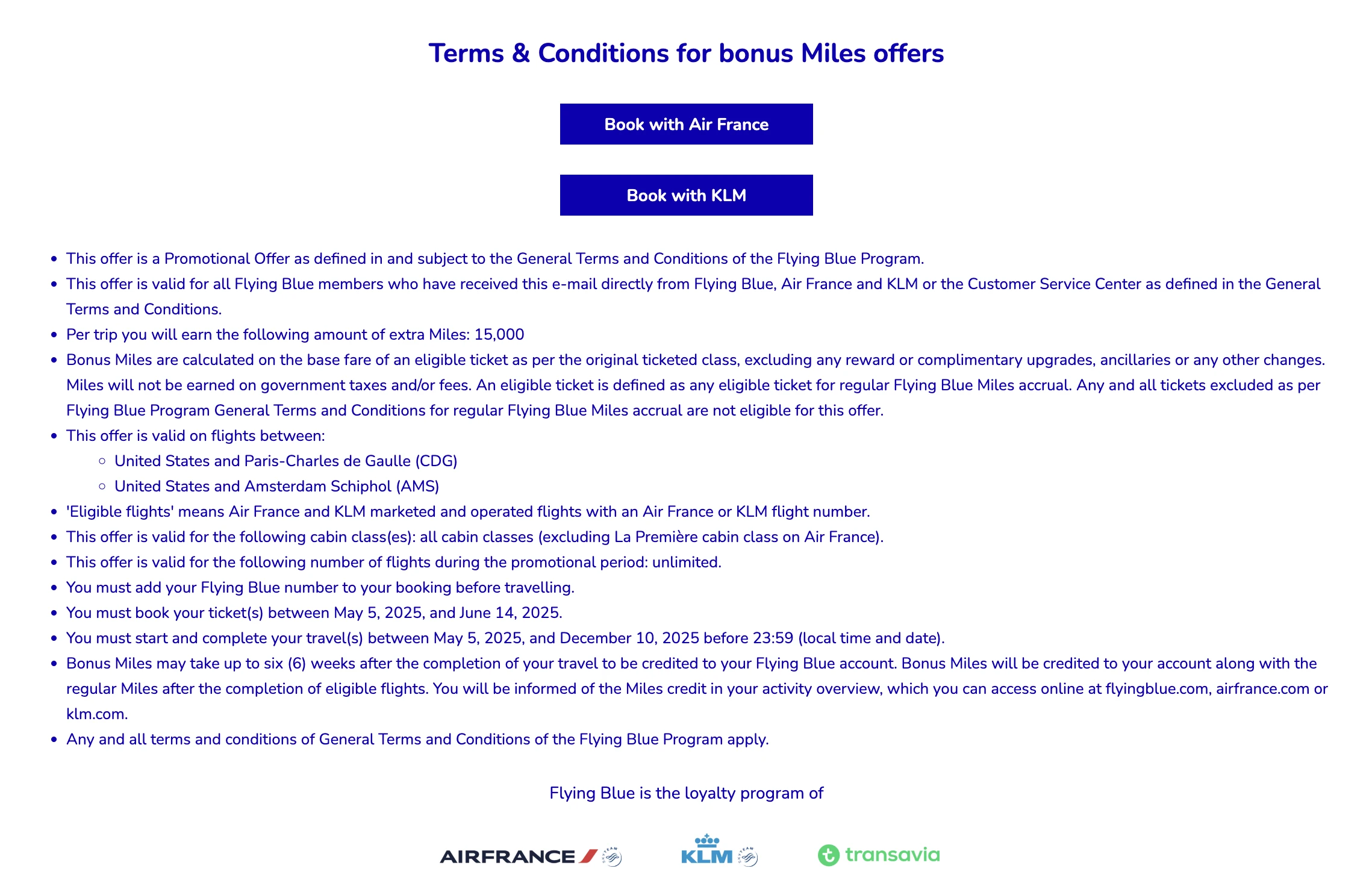 Flying Blue 15k bonus miles promotion (targeted)