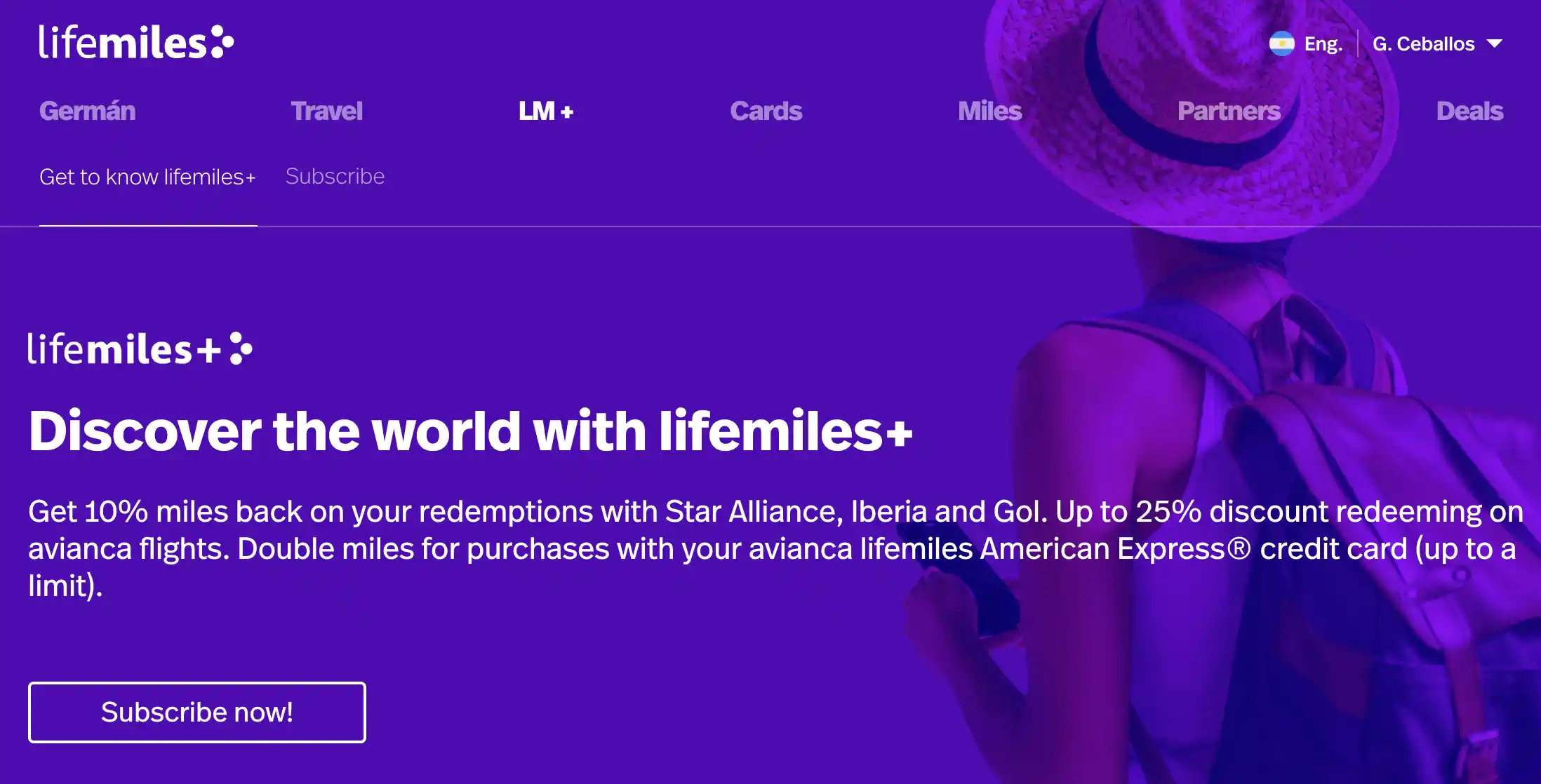 Lifemiles+ is Avianca Lifemile's subscription program. One of the few airlines that offer monthly subscriptions.