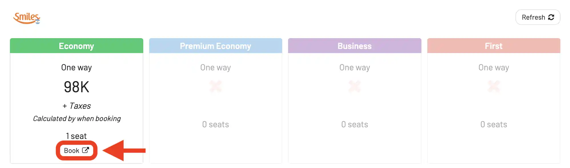 AwardFares redirects you to Smiles website to book award flights.