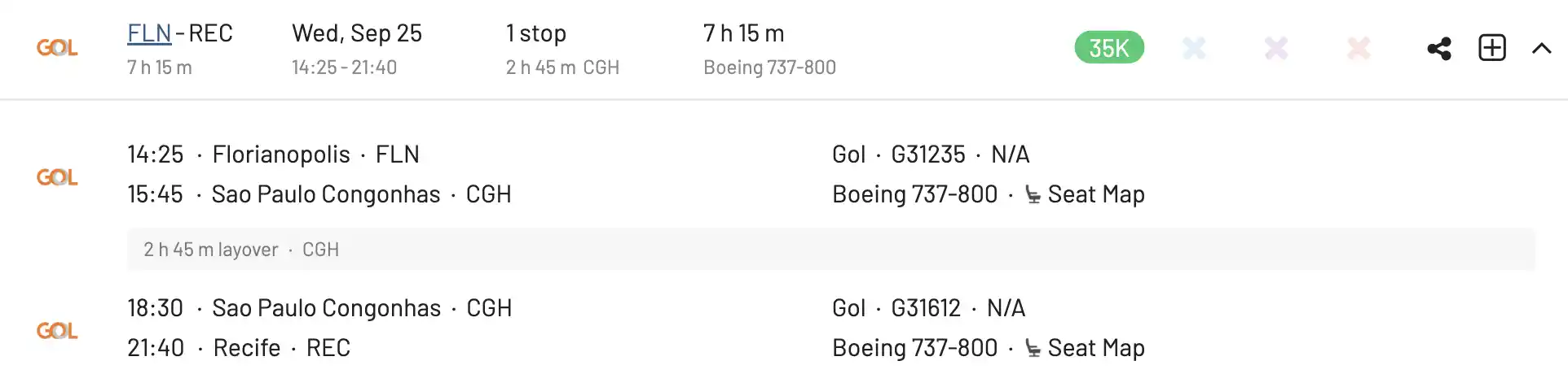 GOL Smiles Award Pricing (Multiple Segments).