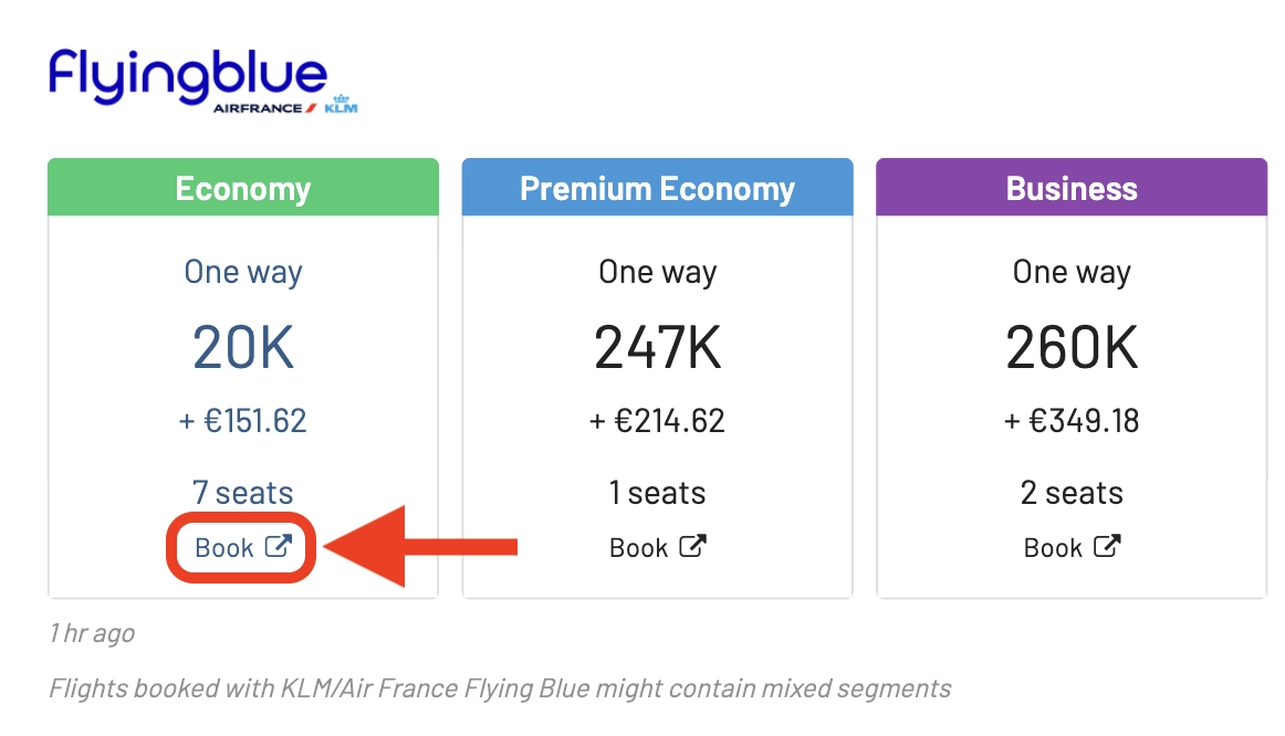 Go to Air France's website to book Flying Blue award flights.