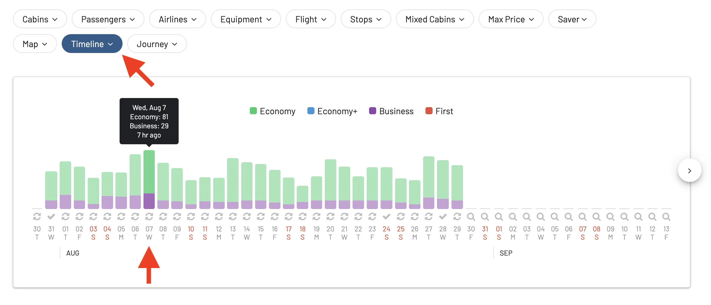 Explore Virgin Australia award flights for different dates.