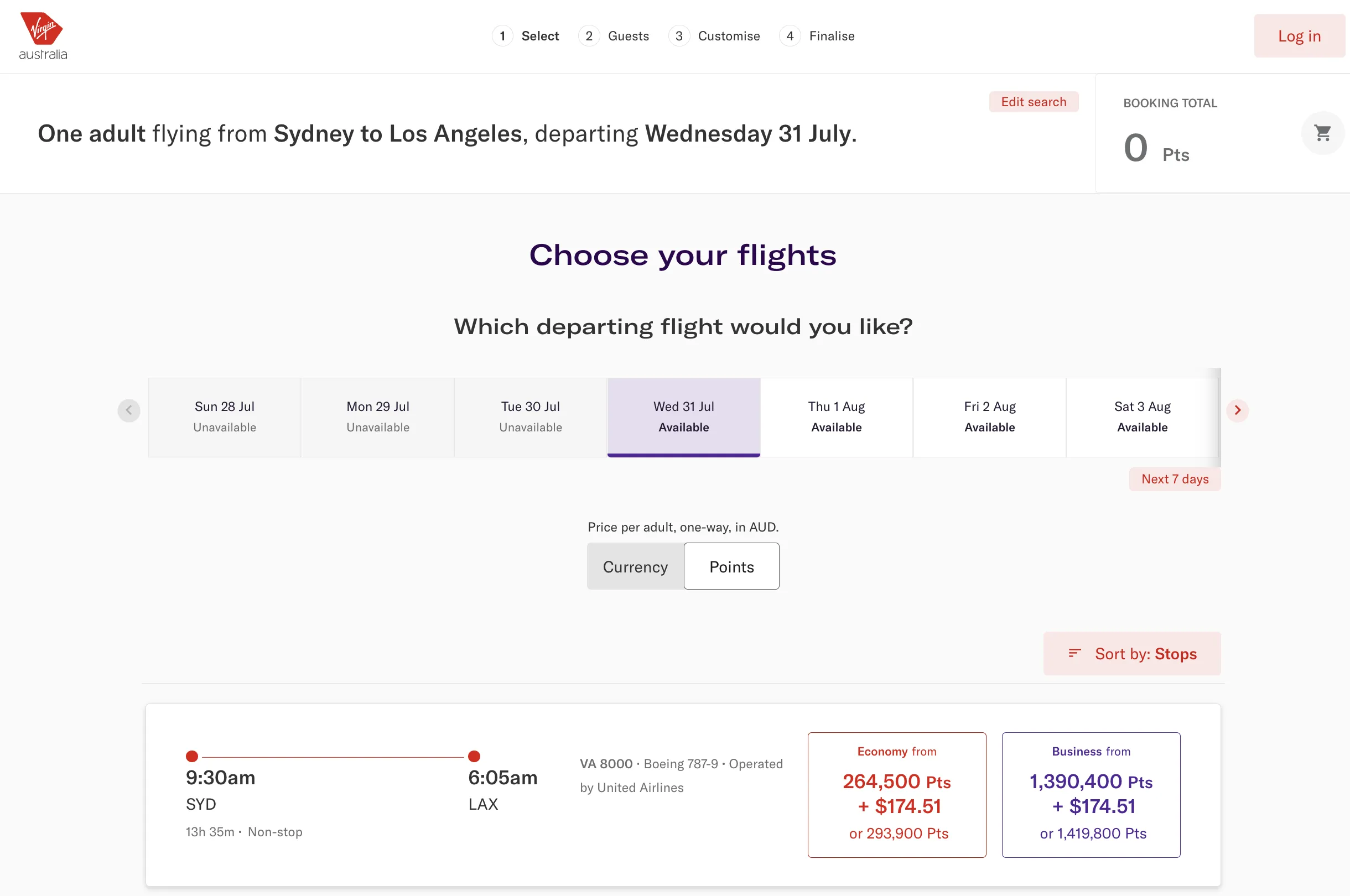 Book Virgin Australia award flights with AwardFares.