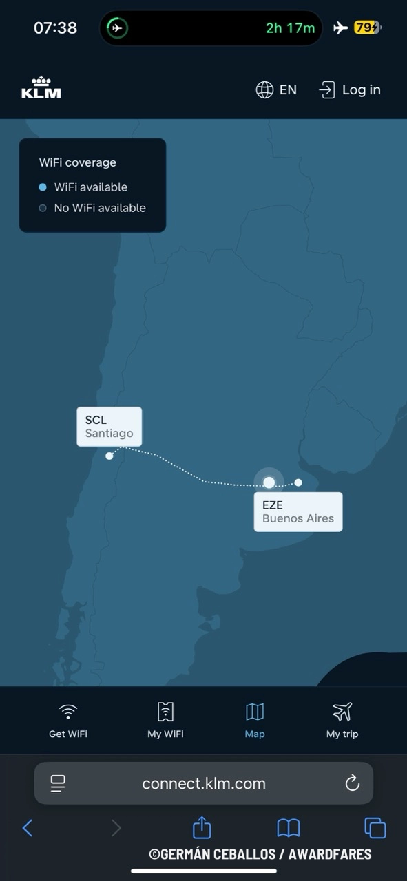 Connecting to the free messaging service on KLM.