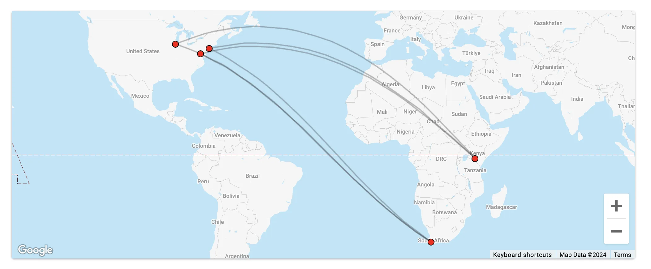 Washington D.C. (IAD) via Istanbul (IST) to Cape Town (CPT) or Nairobi (NBO) with Turkish Airlines Miles&Smiles.