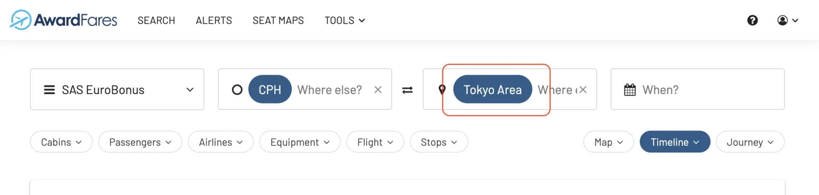 Search Metropolitan Areas using AwadrFares.