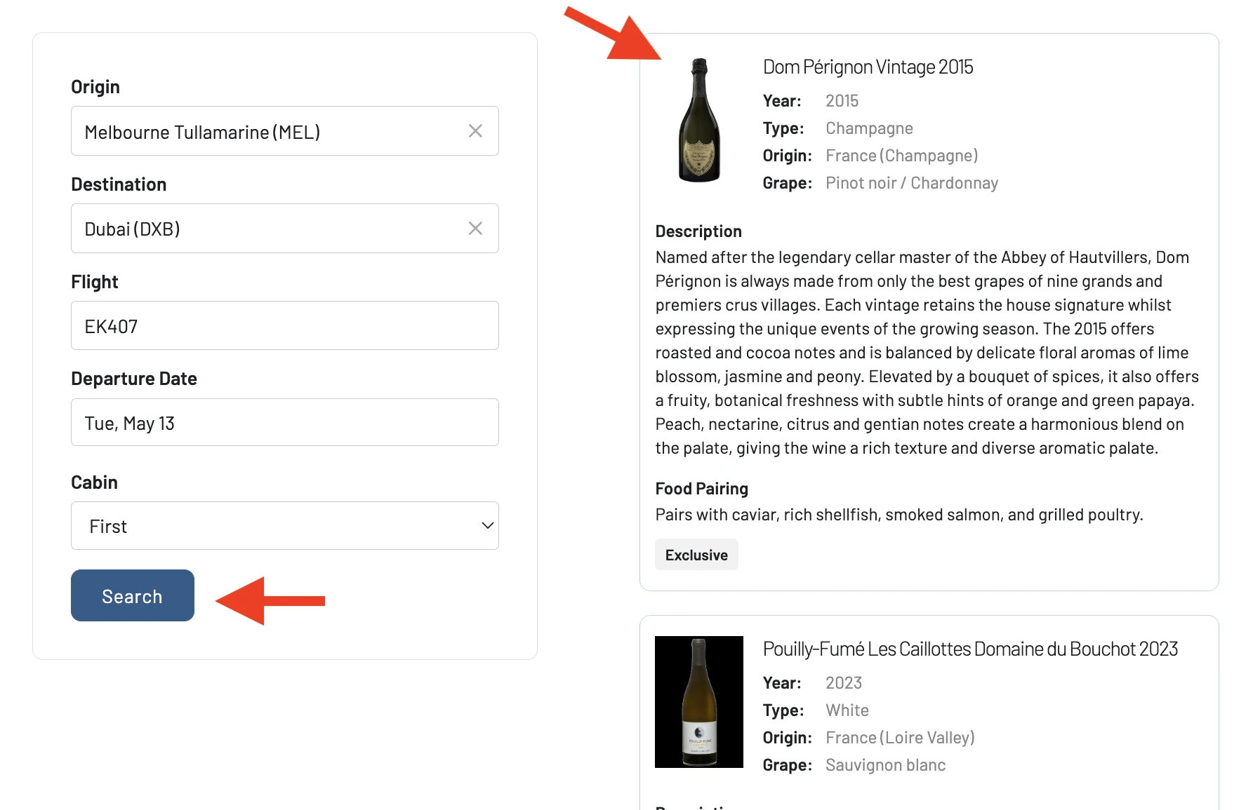 Check your onboard menu and wine list with AwardFares Onboard Menu tool