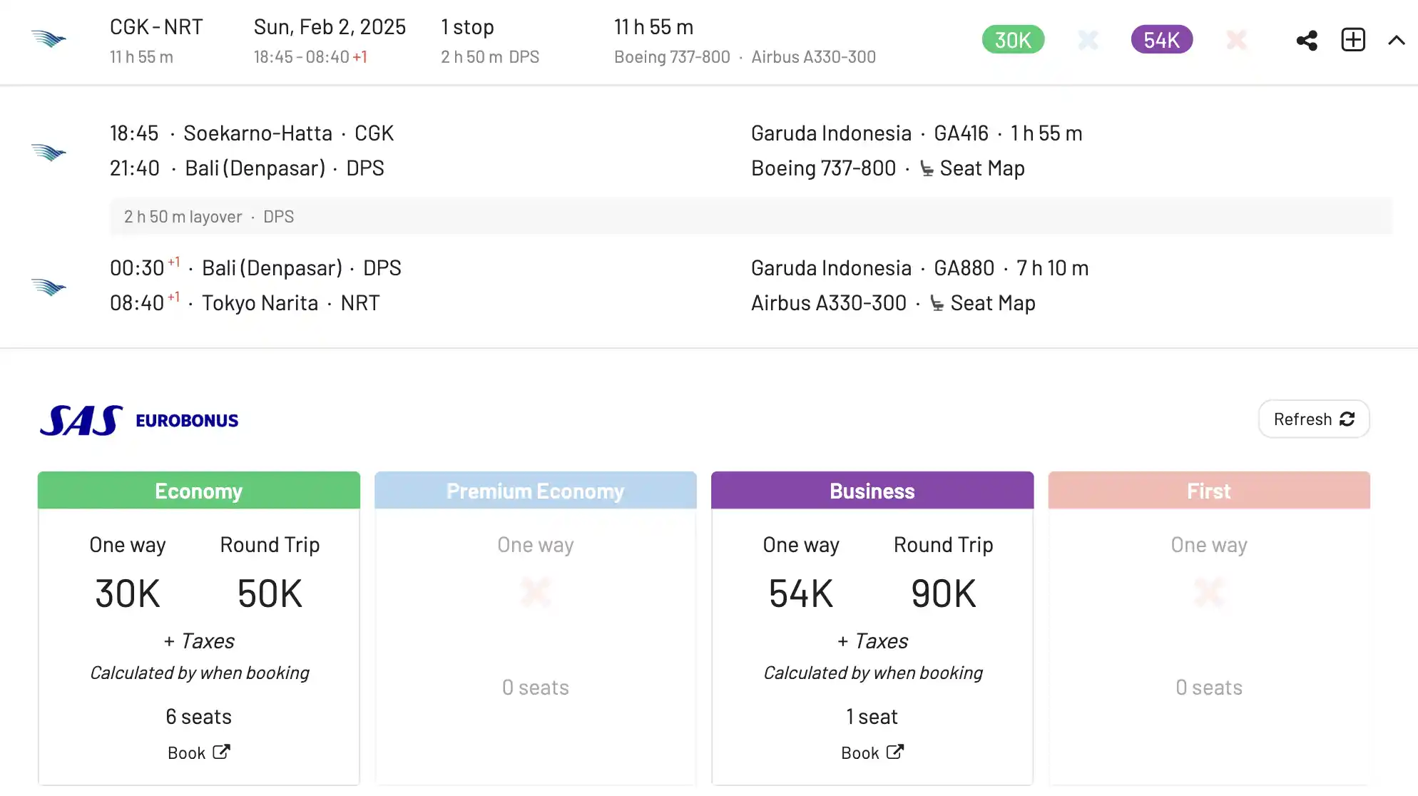 EuroBonus sweet spots for the Amex 2 for 1 voucher with Garuda Indonesia