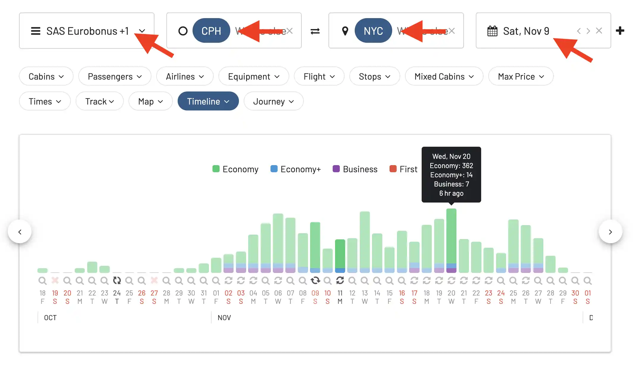 Search for flights on Virgin or Delta using AwardFares.