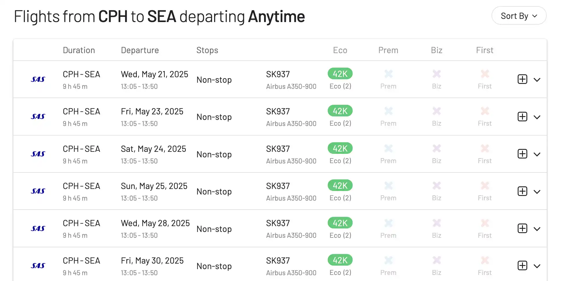 Book the new SAS route from Copenhagen to Seattle using EuroBonus points.