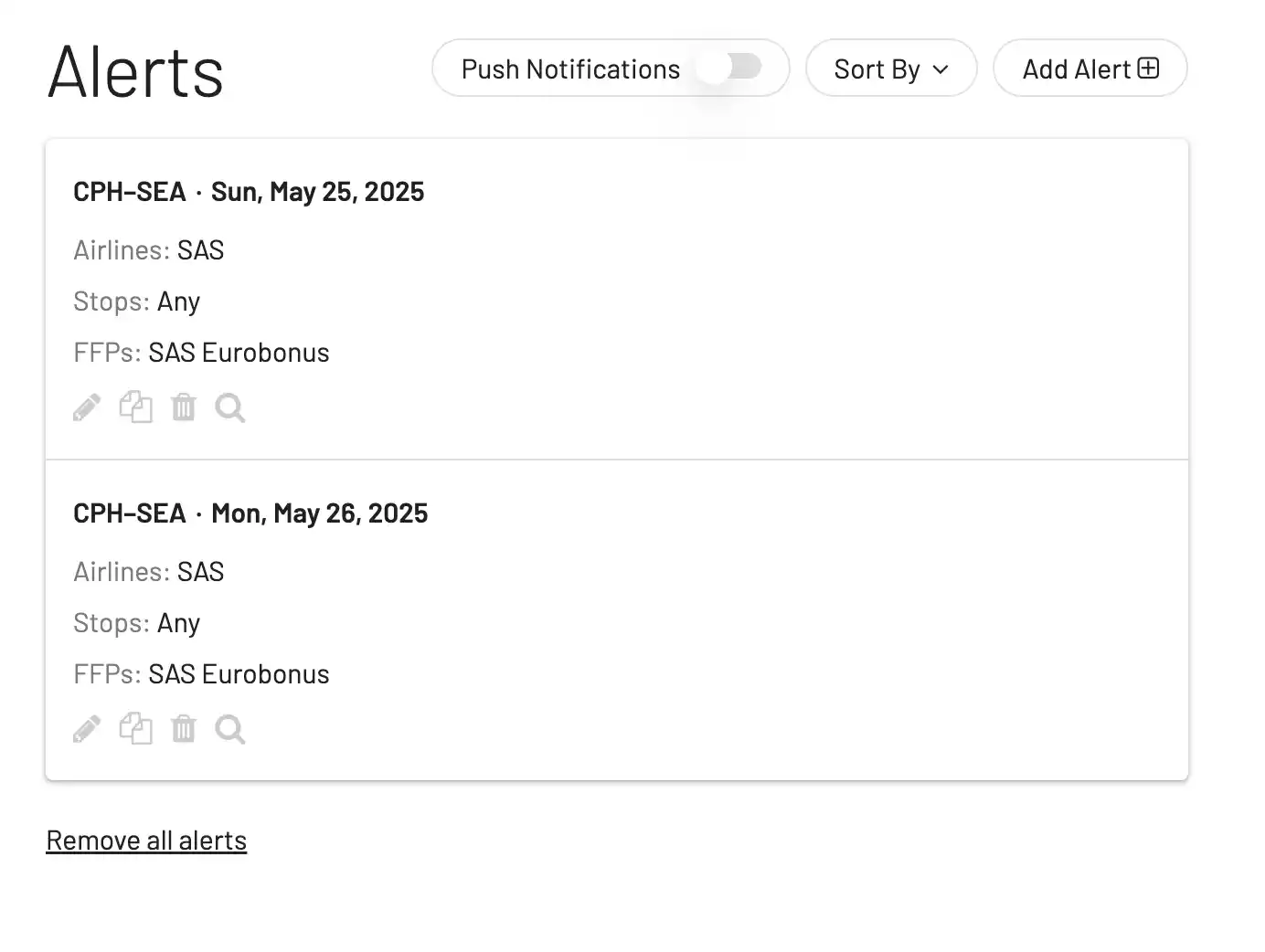 Search for flights using EuroBonus points using AwardFares.