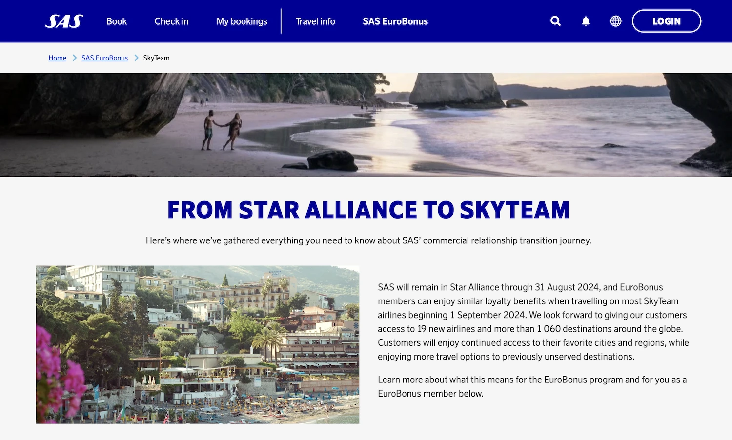 SAS announces official information about the EuroBonus transition from Star Alliance to SkyTeam.