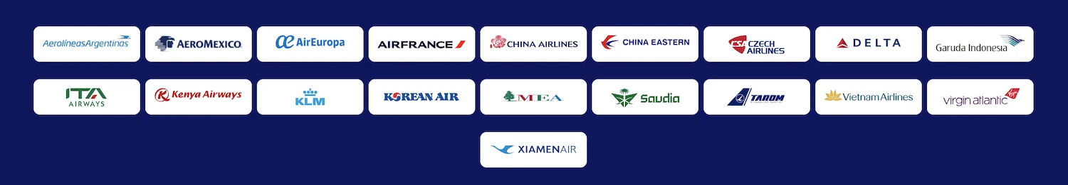 SkyTeam Airlines that will be partners of SAS and EuroBonus
