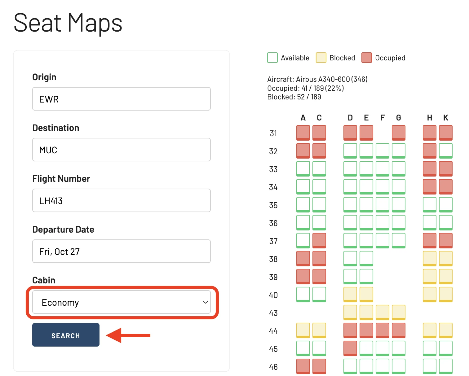 Seat Map View using AwardFares