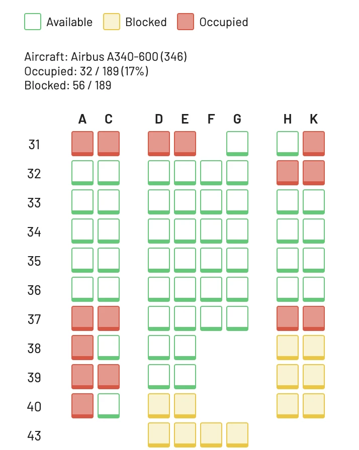 Seat Map View using AwardFares.