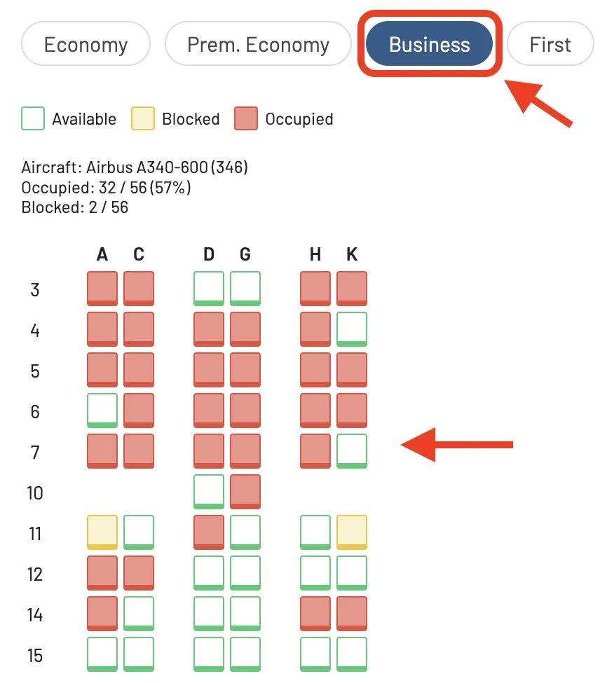 Seat Map View using AwardFares