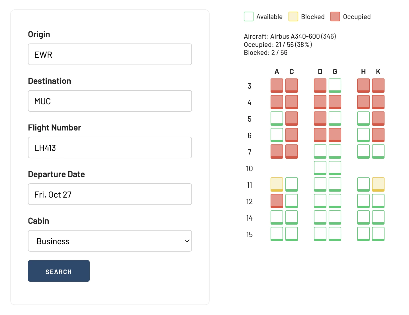 Seat Map View using AwardFares