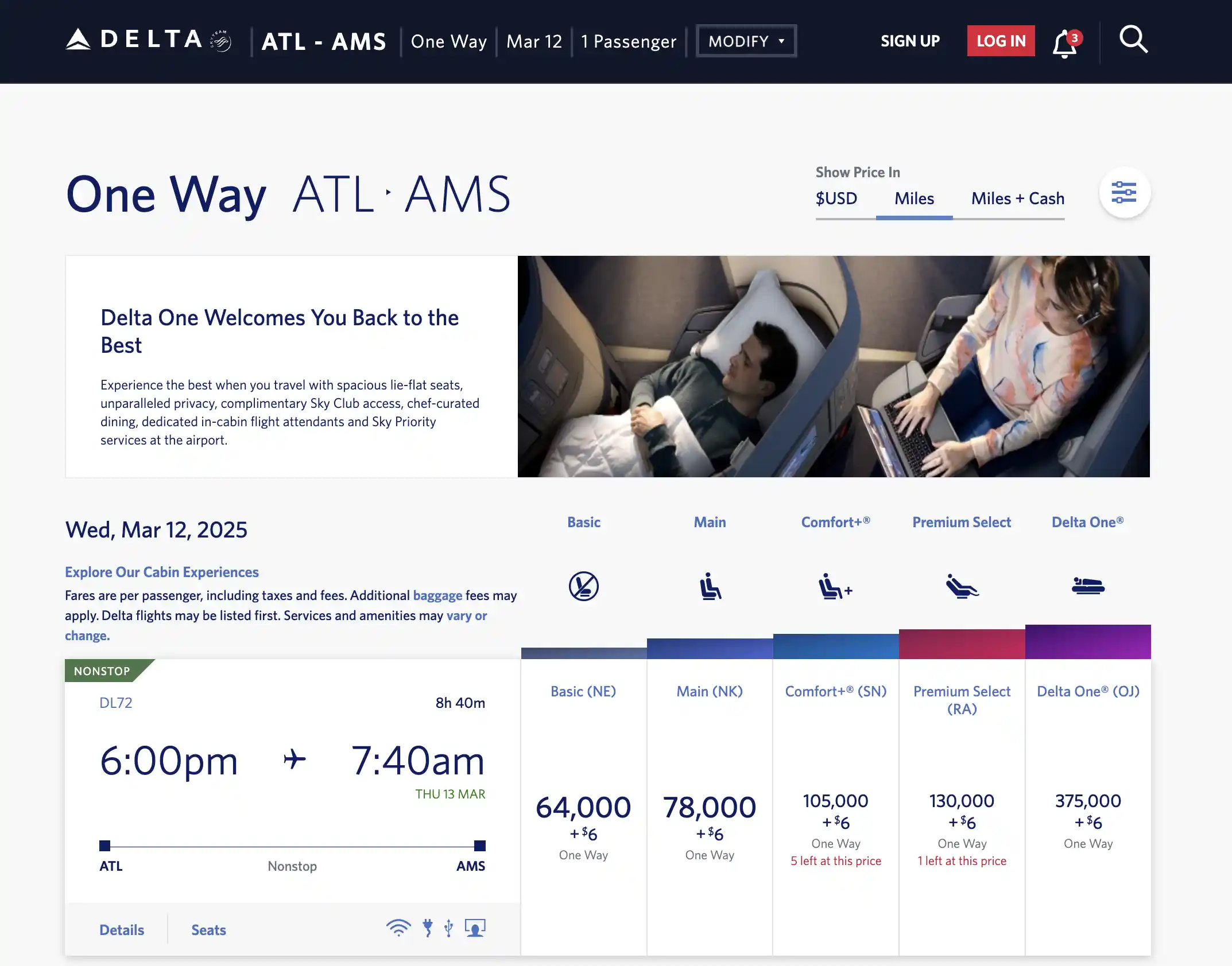 AwardFares redirects you to Delta's website to book SkyMiles awards.