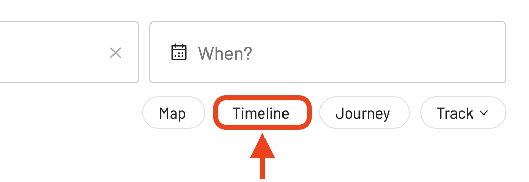 AwardFares Timeline View showing daily availability bars for a selected route and program.