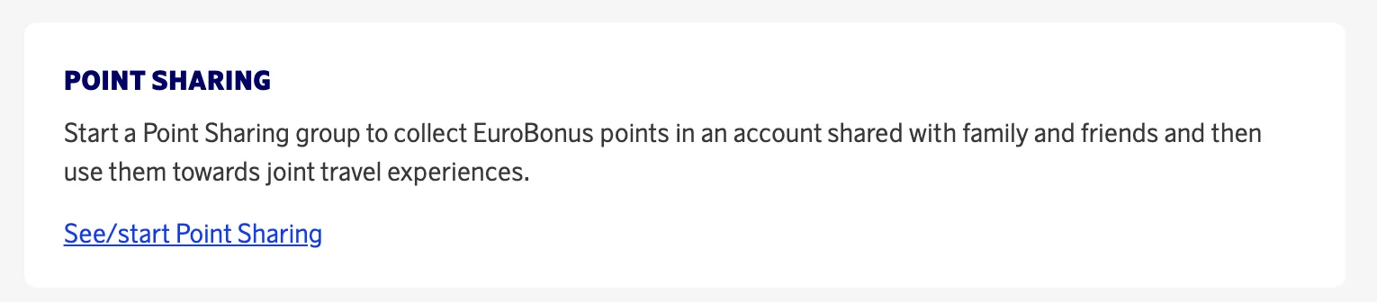 EuroBonus Point Pooling Feature.