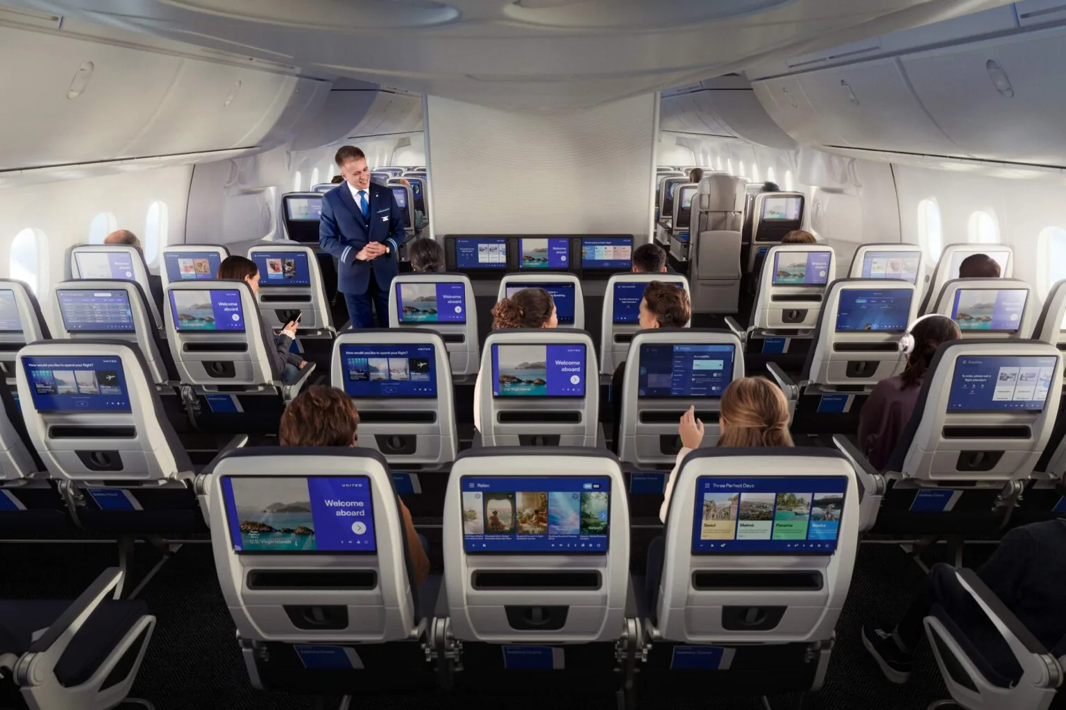 United Airlines reveal new cabin interiors on their 787-9 (Economy and Economy+)