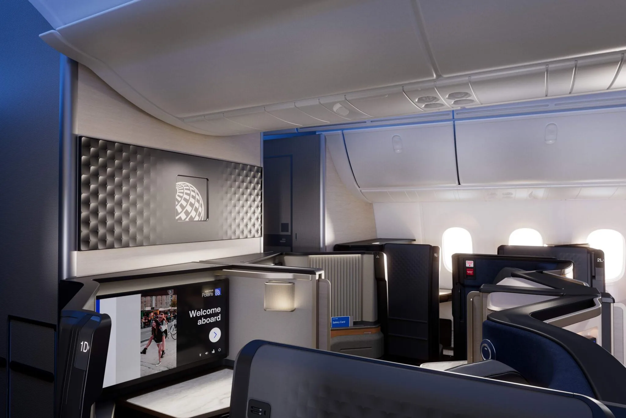 United Airlines reveal new cabin interiors on their 787-9, including Polaris Studio Suites